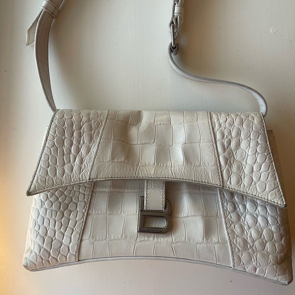 balenciaga white purse crocodile